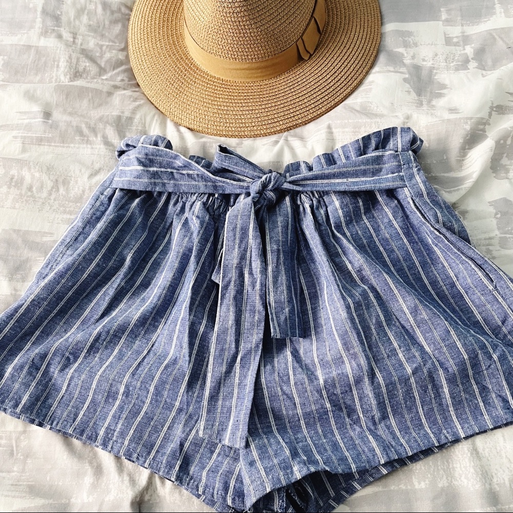 Blue Paper-Bag Shorts